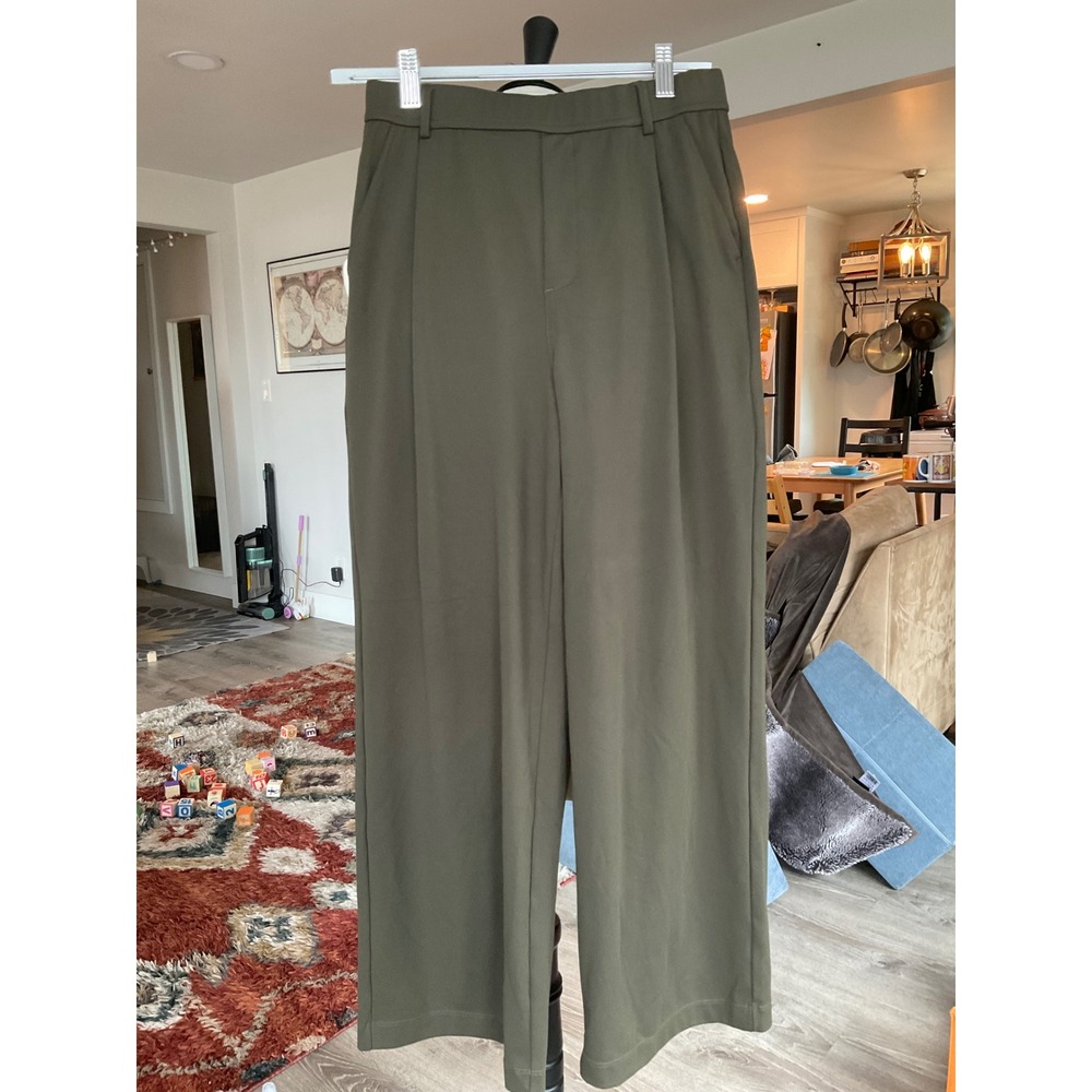 Halara Olive Green High Waisted Wide Leg Pleated Trousers Petite Small